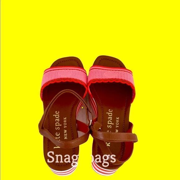 KATE SPADE NIB KNITTED RUNWAY EVA HIGH RISE SPADE STRIPED PLATFORM WEDGE 8M - Picture 6 of 9